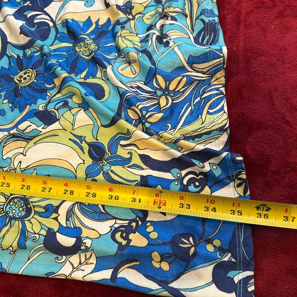 Isle by Melis Kozan Blue Green Floral Paisley Sleeveless Shift Dress Womens M‎